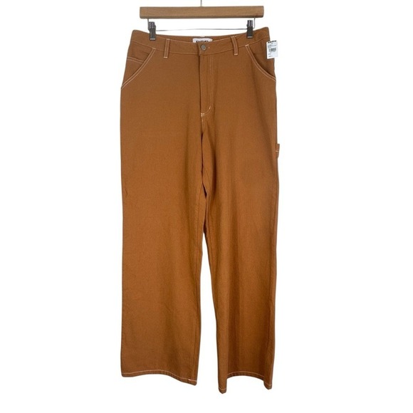 NWT RSQ Relaxed Carpenter Pants Womens L Brown High Rise Straight Streetwear - Picture 2 of 7